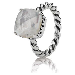 Pandora Mother of Pearl Twisted Cable Sterling Silver Ring (RETIRED)